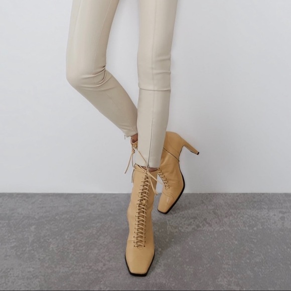 Zara leather lace heeled ankle boot - Picture 4 of 8
